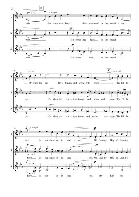 Danny Boy Ssa Choir Unaccompanied Page 2