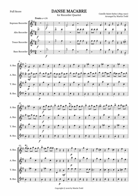 Danse Macabre For Recorder Quartet Satb Page 2