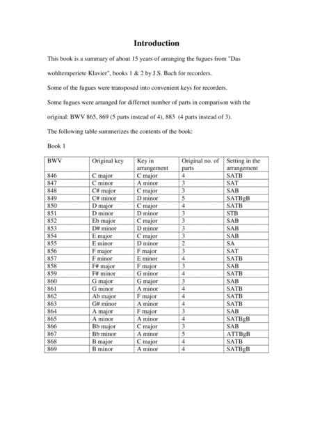 Das Wohltemperierte Klavier I Ii Fugues Arrangements For 2 5 Recorders Page 2