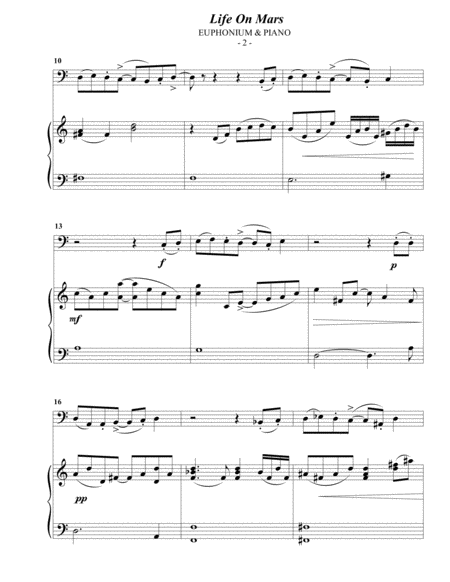 David Bowie Life On Mars For Euphonium Piano Page 2