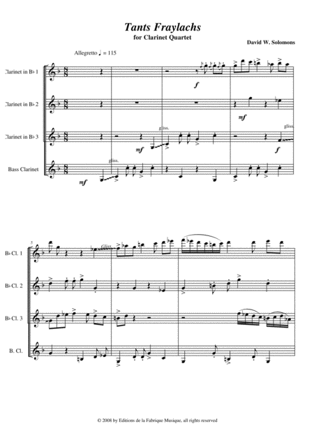 David W Solomons Tants Fraylachs Klezmer Style For 3 Bb Clarinets And Bass Clarinet Page 2