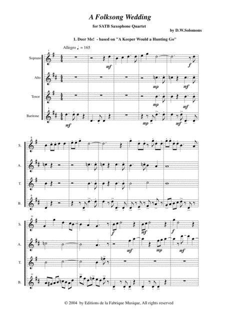 David Warin Solomons A Folksong Wedding For Satb Saxophone Quartet Page 2