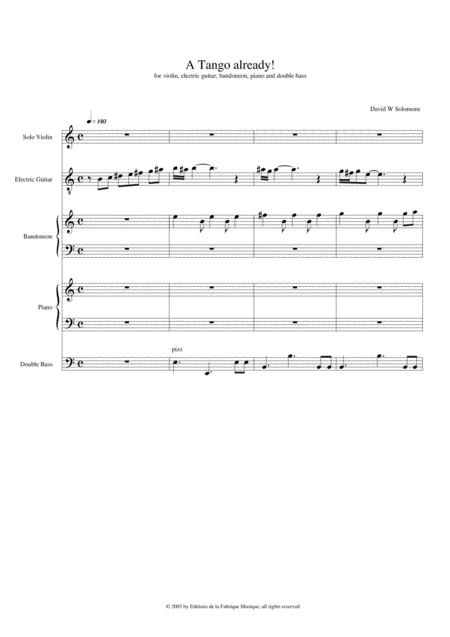 David Warin Solomons A Tango Already For Violin Electric Guitar Bandoneon Piano And Double Bass Page 2