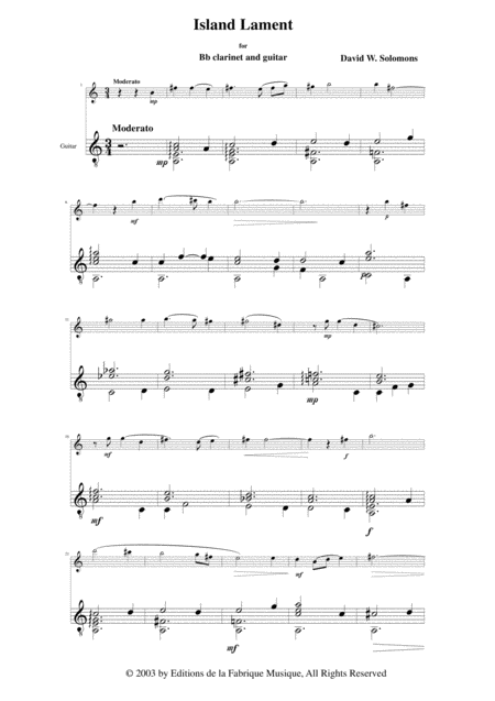 David Warin Solomons Island Lament For Bb Clarinet And Guitar Page 2