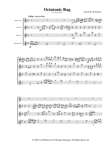 David Warin Solomons Octatonic Rag For Satb Saxophone Quartet Page 2