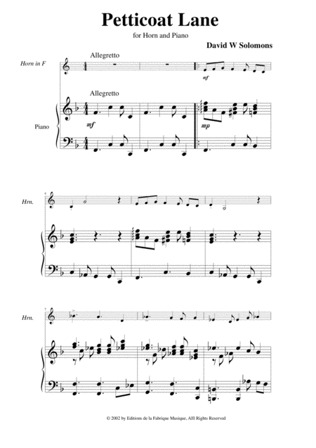 David Warin Solomons Petticoat Lane For F Horn And Piano Page 2