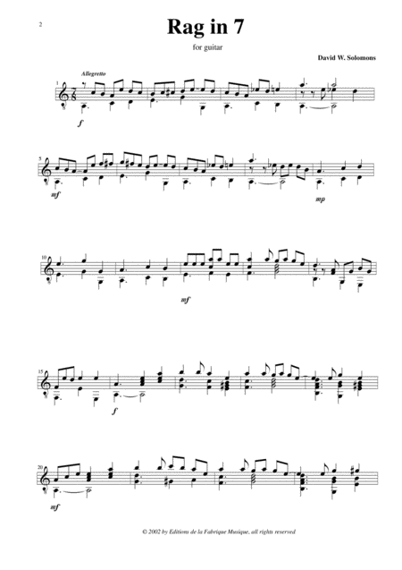 David Warin Solomons Rag In Seven For Guitar Page 2