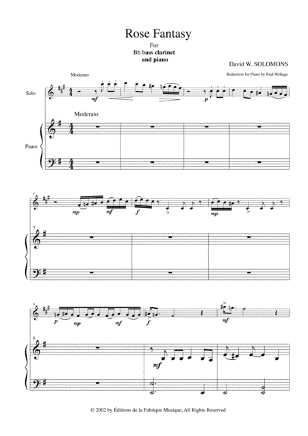 David Warin Solomons Rose Fantasy For Bb Bass Clarinet And Piano Page 2