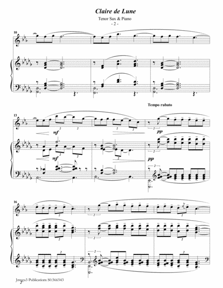 Debussy Claire De Lune For Tenor Sax Piano Page 2