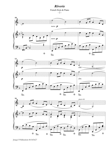 Debussy Reverie For French Horn Piano Page 2