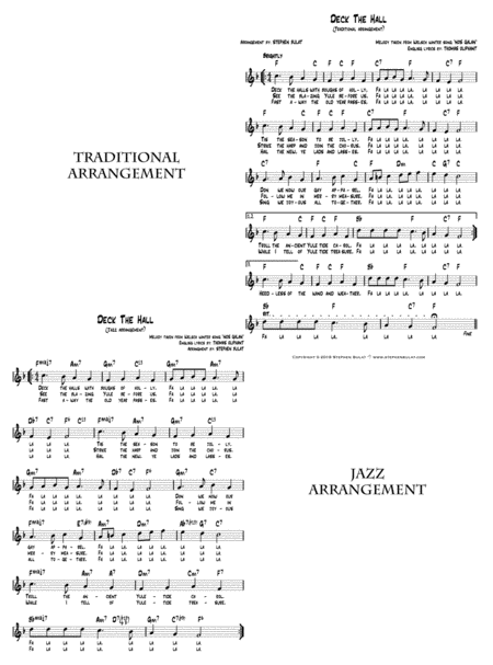 Deck The Hall Lead Sheet Arranged In Traditional And Jazz Style Key Of G Page 2