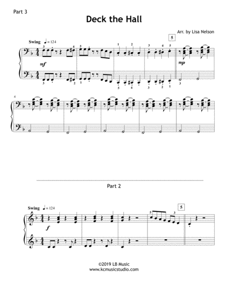 Deck The Hall Piano Trio 1 Piano 6 Hands Intermediate Page 2