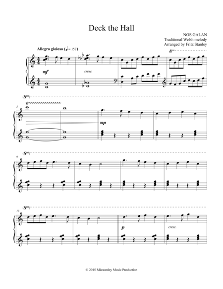 Deck The Hall Solo Piano Page 2