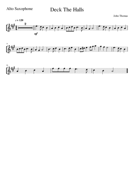 Deck The Halls Alto Saxophone Solo Page 2