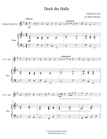 Deck The Halls Clarinet Or Tenor Sax W Piano Accomp Page 2