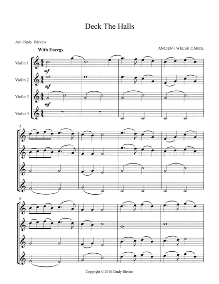 Deck The Halls For Violin Quartet Page 2