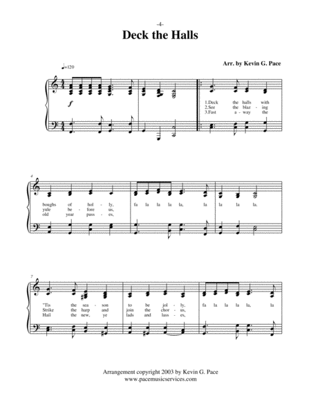 Deck The Halls Piano Solo Vocal Solo Or Unison Choir With Piano Accompaniment Page 2