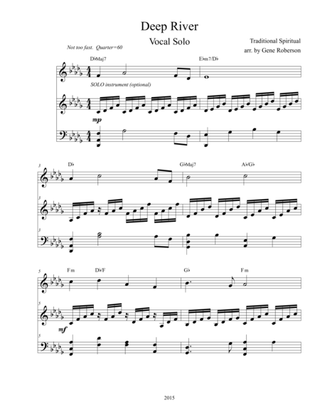 Deep River Arranged For Vocal Solo Page 2