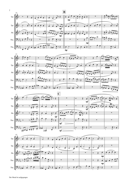 Der Mond Ist Aufgegangen German Folk Song Brass Quintet Page 2