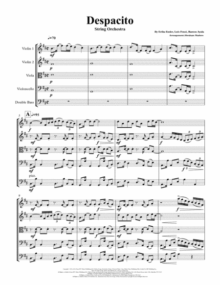 Despacito String Orchestra Quintet Arrangement Page 2