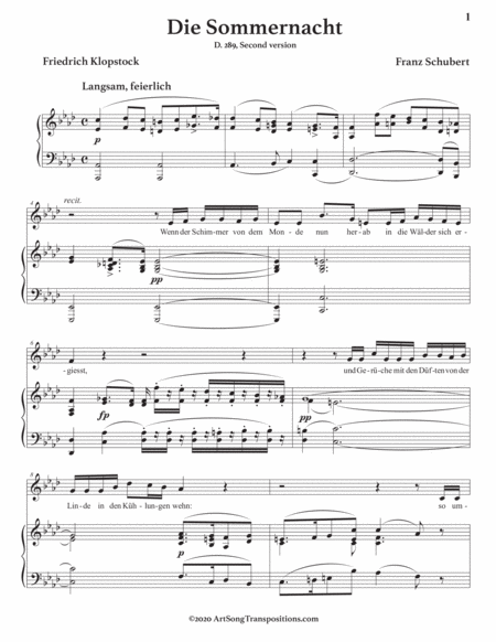 Die Sommernacht D 289 Second Version Transposed To A Flat Major Page 2