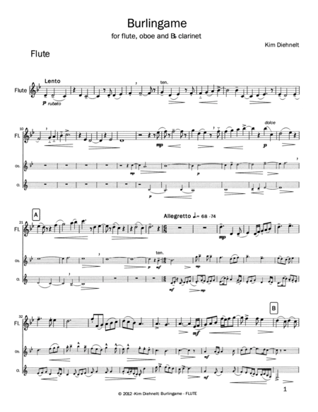 Diehnelt Burlingame For Wind Trio Parts Page 2