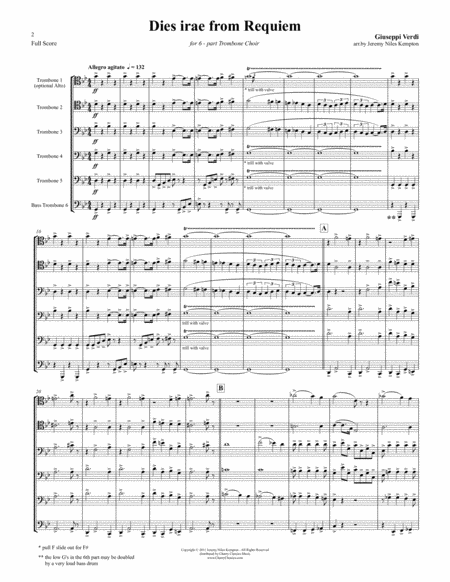 Dies Irae From Requiem For 6 Part Trombone Ensemble W Opt Parts Page 2