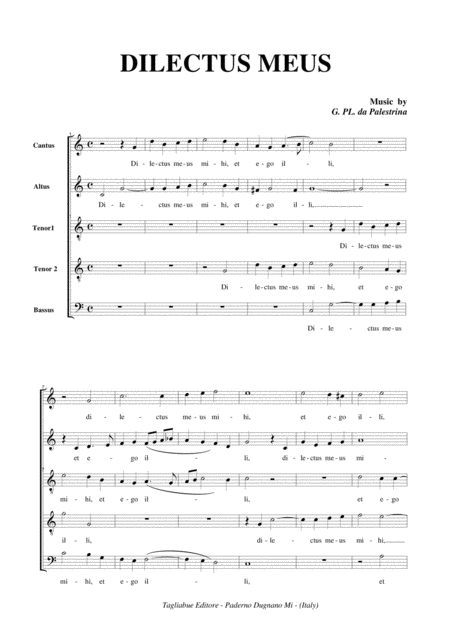 Dilectus Meus By G Pl Da Palestrina For Satb Choir Page 2