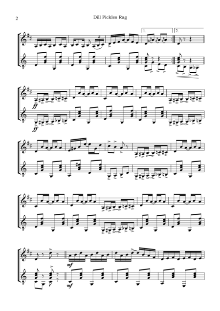 Dill Pickles Rag For Clarinet In Bb And Guitar Page 2