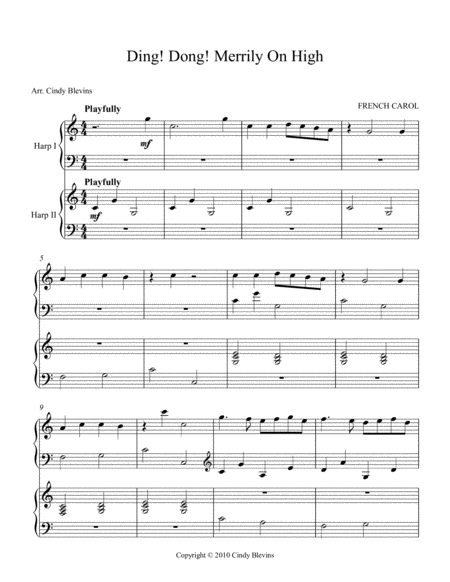 Ding Dong Merrily On High Arranged For Harp Duet Page 2