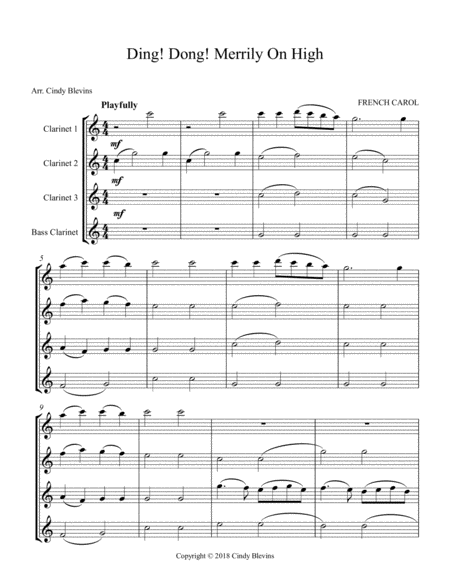 Ding Dong Merrily On High For Clarinet Quartet With Bass Clarinet Page 2