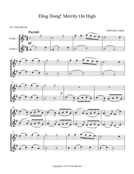 Ding Dong Merrily On High For Violin Duet Page 2
