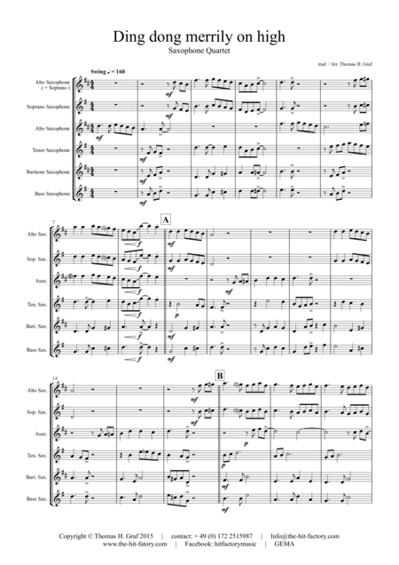 Ding Dong Merrily On High Swing Saxophone Quartet Page 2