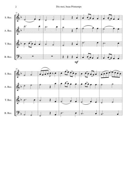 Dis Moi Beau Printemps Tell Me Lovely Spring For Recorder Quartet Page 2