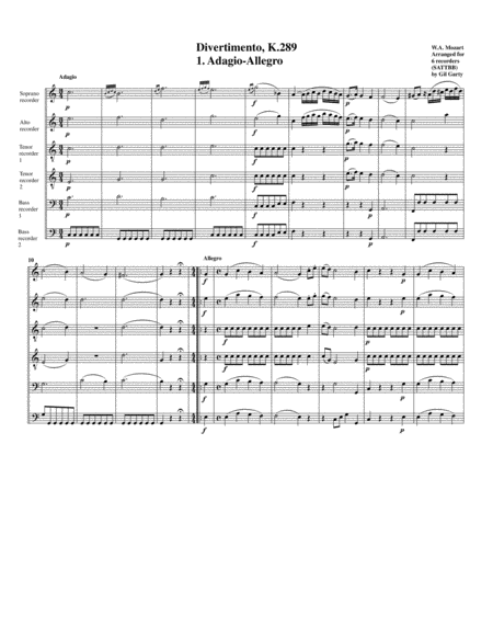 Divertimento K 289 Arrangement For 6 Recorders Page 2