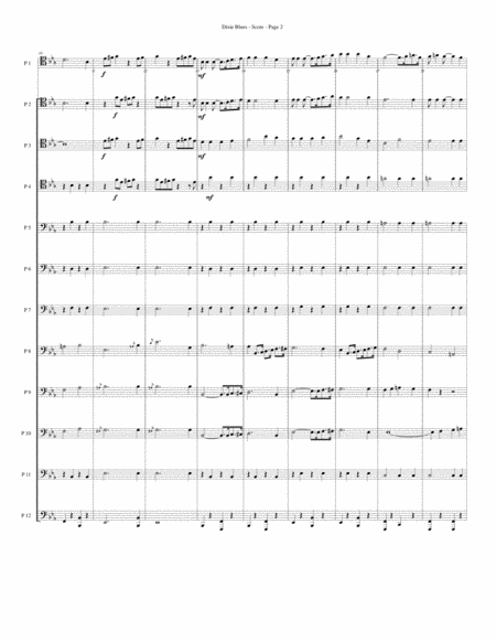 Dixie Blues For Trombone Or Low Brass Duodectet 12 Part Ensemble Page 2