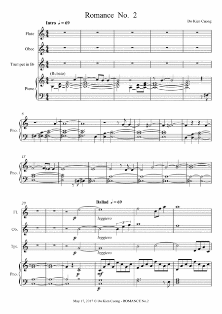 Do Kien Cuong Romance No 2 Quartet Flute Oboe Trumpet Piano Page 2