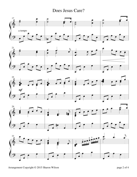 Does Jesus Care Piano Solo Page 2