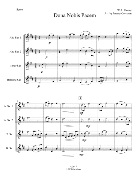 Dona Nobis Pacem For Saxophone Quartet Satb Or Aatb Page 2