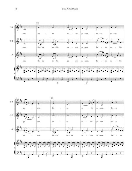 Dona Nobis Pacem Give Us Peace For Ssa Choir With Piano Accompaniment Page 2