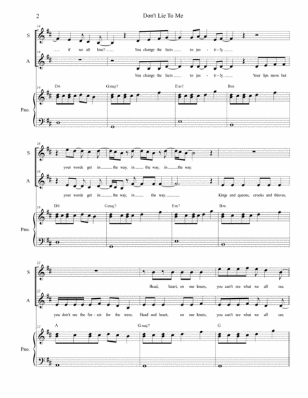 Dont Lie To Me Duet For Soprano Alto Solo Page 2