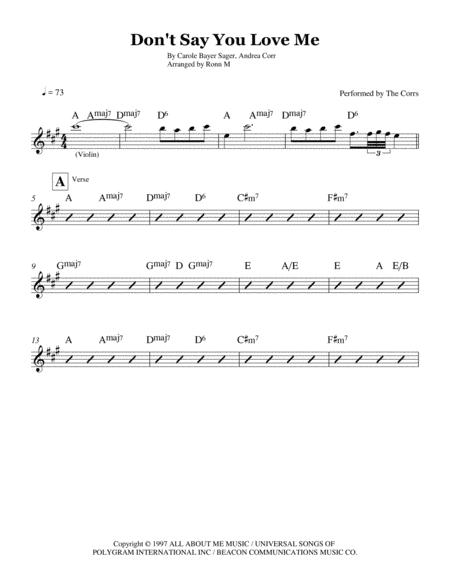 Dont Say You Love Me Lead Sheet Performed By The Corrs Page 2