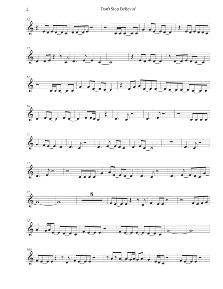 Dont Stop Believin Easy Key Of C Horn In F Page 2