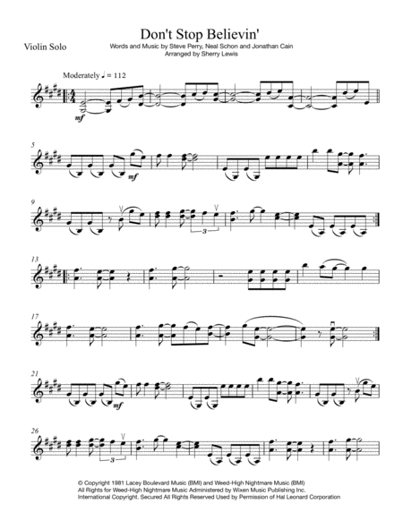Dont Stop Believin Violin Solo For Solo Violin Page 2