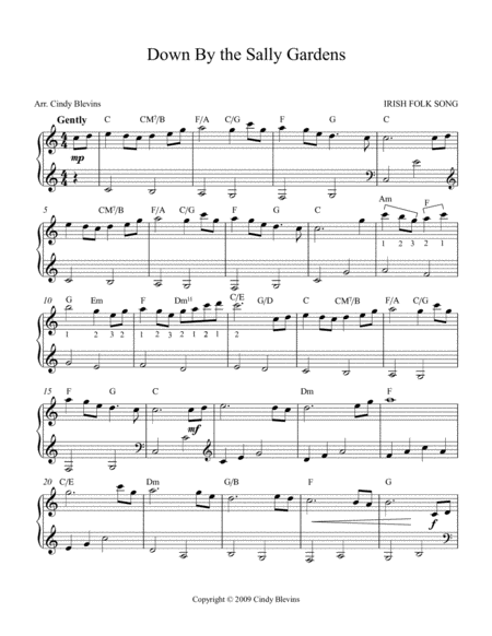 Down By The Sally Gardens Arranged For Easy Harp Lap Harp Friendly From My Book Easy Favorites Vol 2 Folk Songs Page 2