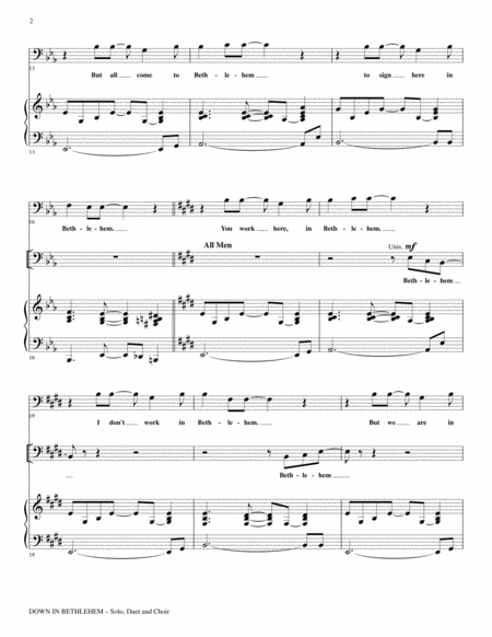 Down In Bethlehem Choir Solo Duet With Piano Page 2