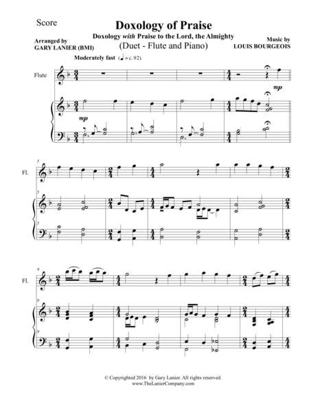 Doxology Of Praise Duet Flute Piano With Parts Page 2