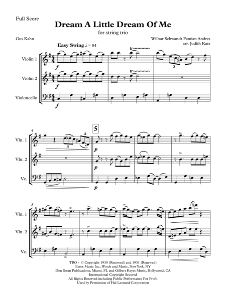 Dream A Little Dream Of Me For String Trio Page 2