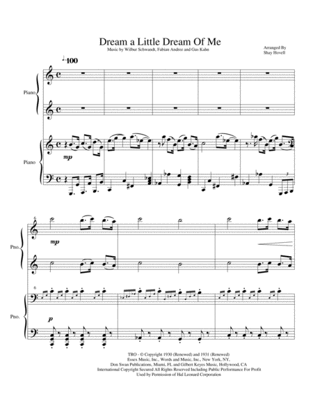 Dream A Little Dream Of Me Piano Duet Page 2
