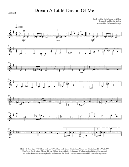 Dream A Little Dream Of Me String Quartet Page 2